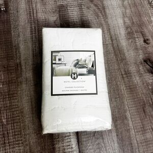 Hotel Collection Quilted Standard Pillowsham in White Zipper Closure NWT